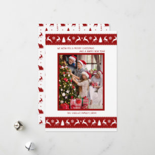 Carte de vacances Red White Reindeer