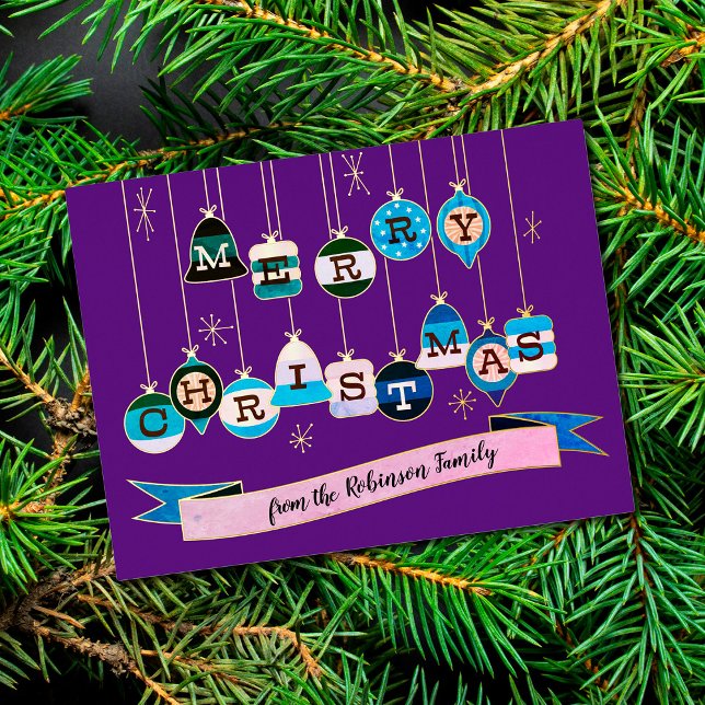 Carte de vacances Retro 50's Christmas Ornaments (Créateur téléchargé)