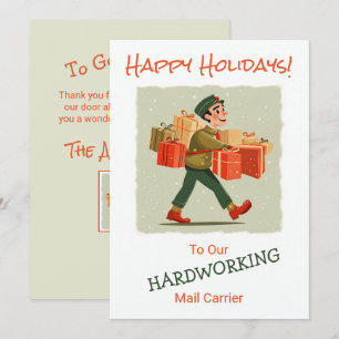 Carte de vacances Retro Cartoon Mail Man Flat Holi