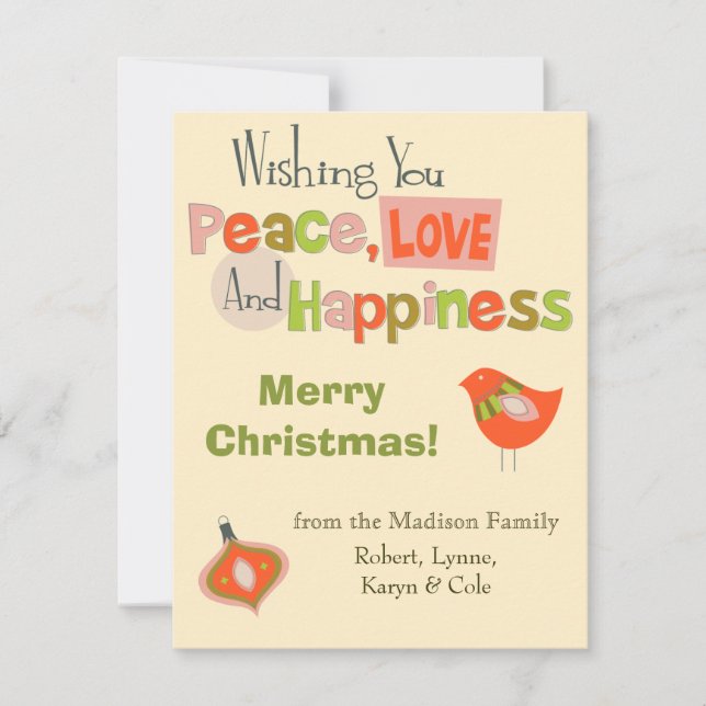 Carte de vacances Retro Peace Love (Devant)