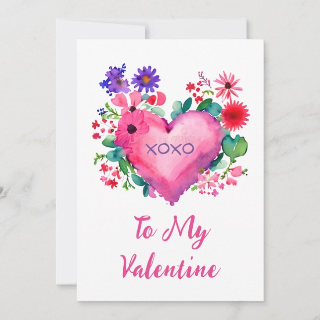 Carte de vacances romantique Valentine's Heart Fla (Devant)