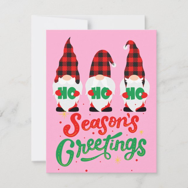 Carte de vacances rose pour Gnomes (Devant)