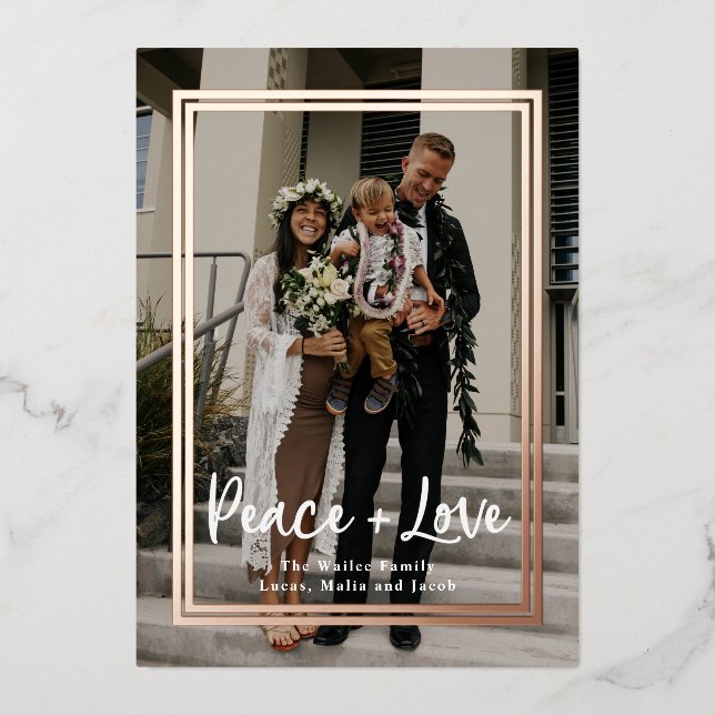 Carte de vacances Rosy Frame Christmas Foil (Recto)