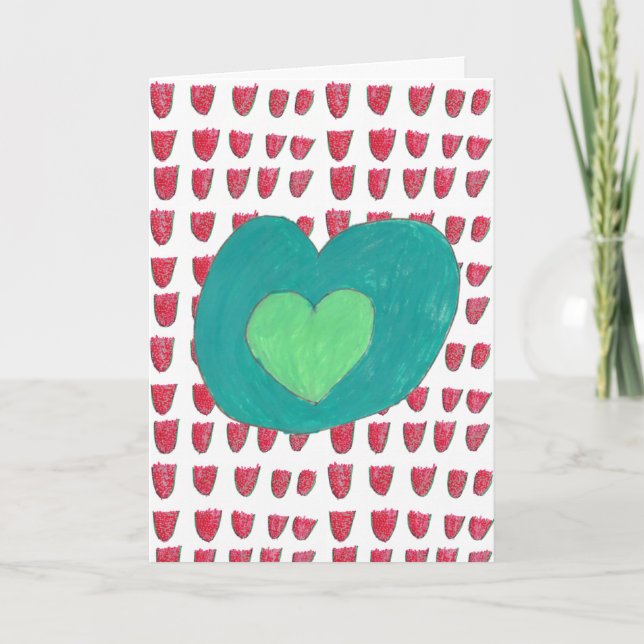 Carte de vacances rouge et verte (Devant)