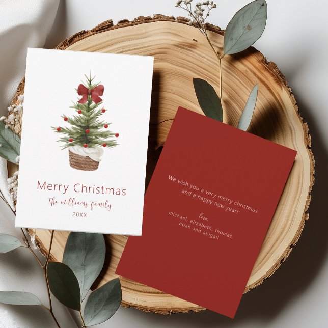 Carte de vacances Russe Red Bow Christmas Tree Fam (Créateur téléchargé)