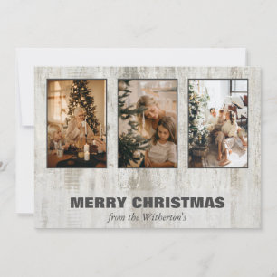 Carte de vacances Rustic Christmas Three Photo Col