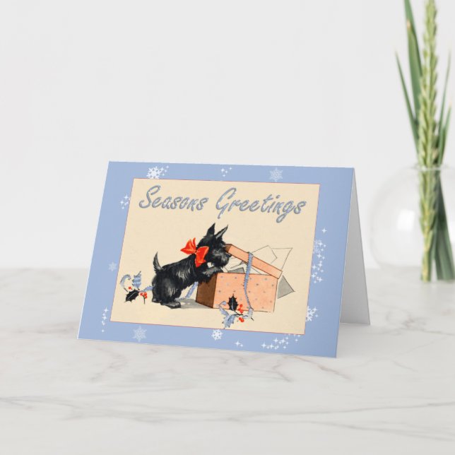 Carte de vacances Scottie Dog Bonnes Fêtes (Devant)