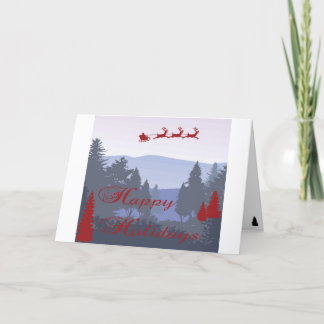 Carte de vacances Shilouette Arbres modernes Rouge