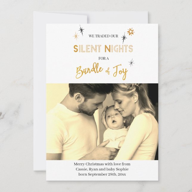 Carte de vacances Silence Night Photo Faire-part d (Devant)