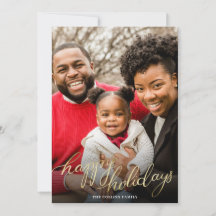 Carte de vacances simple en or pour photo Joyeuses