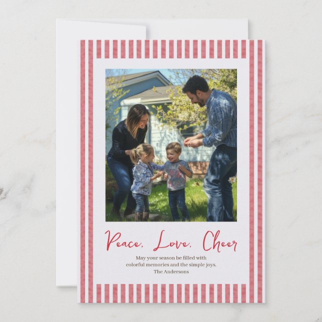 Carte de vacances simple photo en bande rouge dess (Devant)