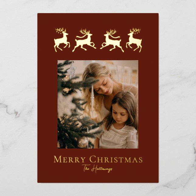 Carte de vacances Simple Reindeer Gold Foil (Recto)