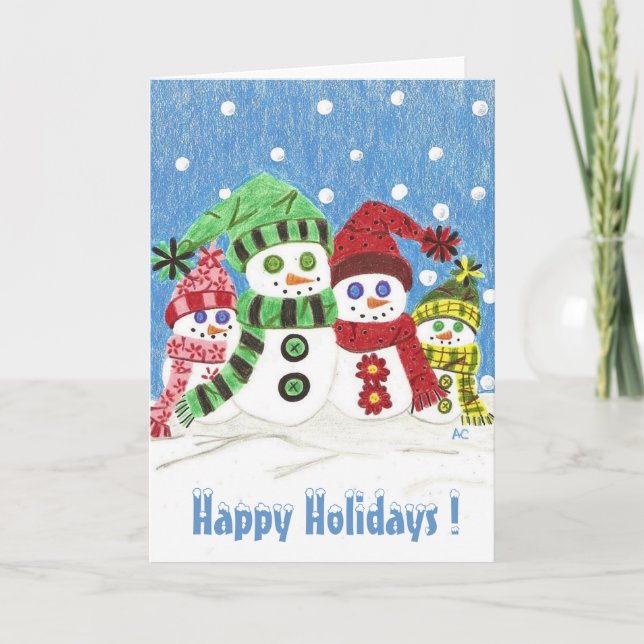 Carte de vacances Snowmen Family Portrait (Devant)