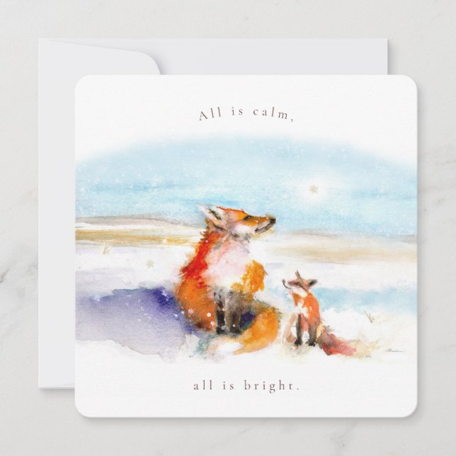 Carte de vacances Snowy Foxes Flat (Devant)