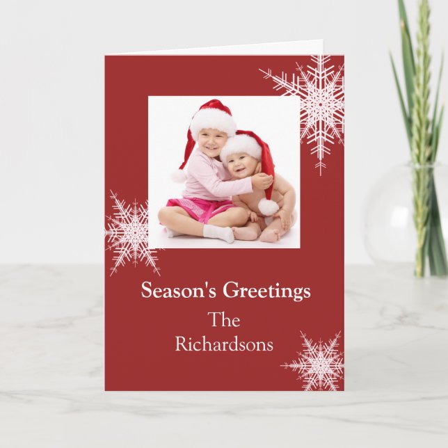 Carte de vacances Snowy Red Snowflakes (rouge) (Devant)