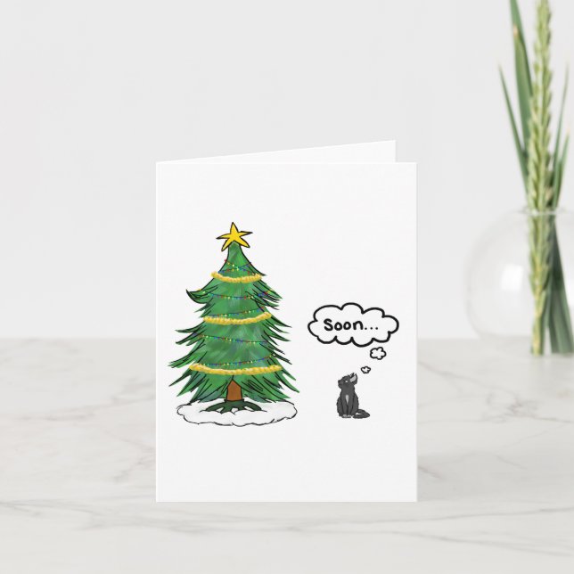 Carte de vacances 'Soon' Tree and Cat - Anglais, T (Devant)
