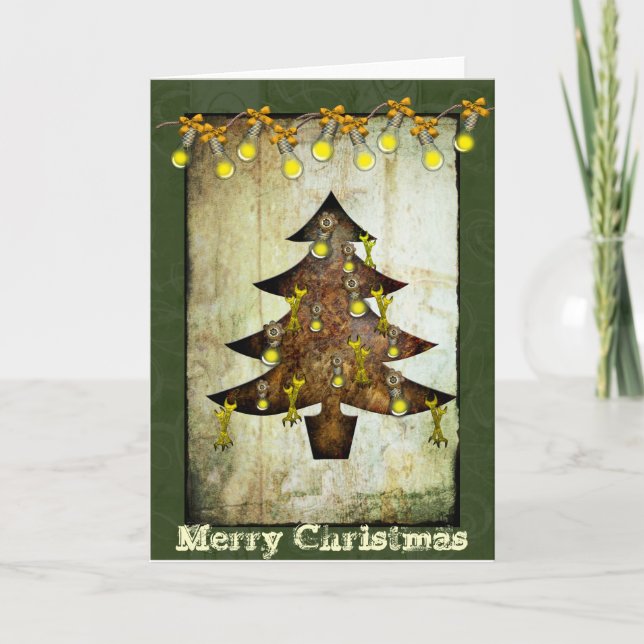 Carte de vacances Steampunk Christmas Tree (Devant)