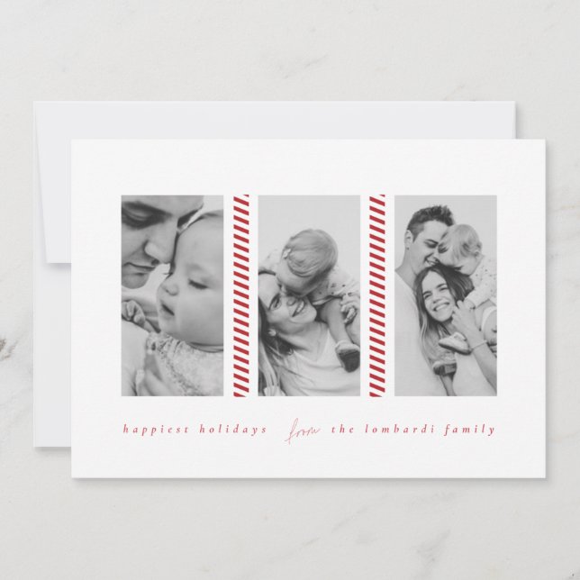 Carte de vacances sucre de canne Red Three Photo (Devant)