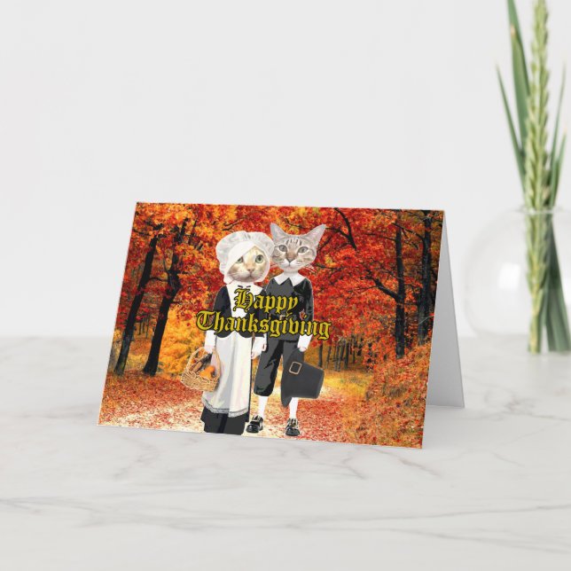 Carte de vacances Thanksgiving Cats (Devant)