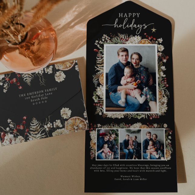 Carte de vacances triplée noire (Black Trifold Christmas Card
)
