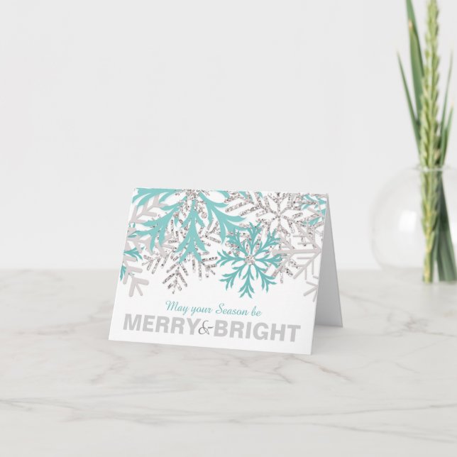 Carte de vacances Turquoise Blue Silver Winter (Devant)