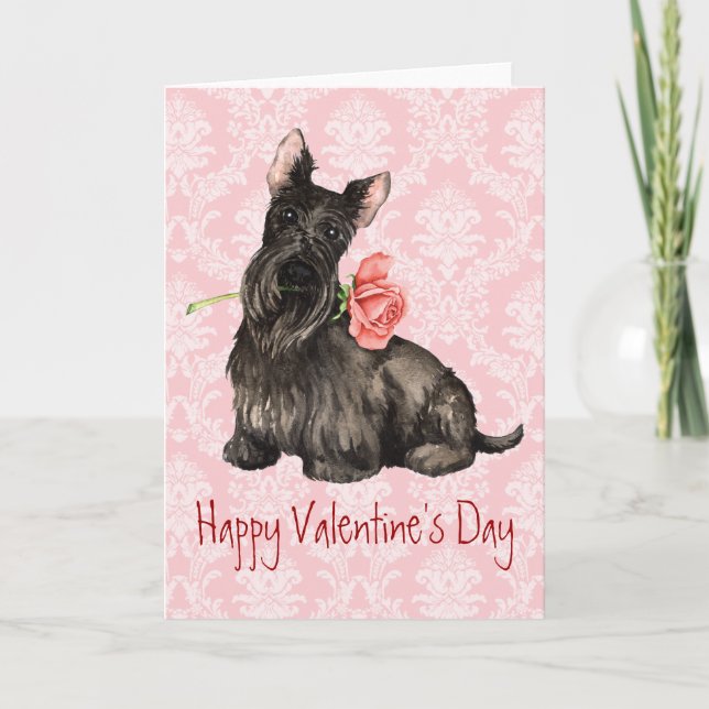 Carte de vacances Valentine Rose Scottish Terrier (Devant)