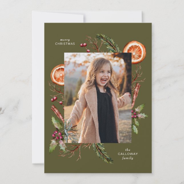 Carte de vacances verte de Noël (Devant)