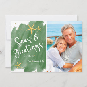 Carte de vacances Verte Watercolor Seas & Greys