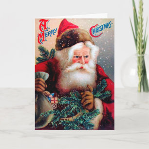Carte de vacances vintage Angry Père Noël