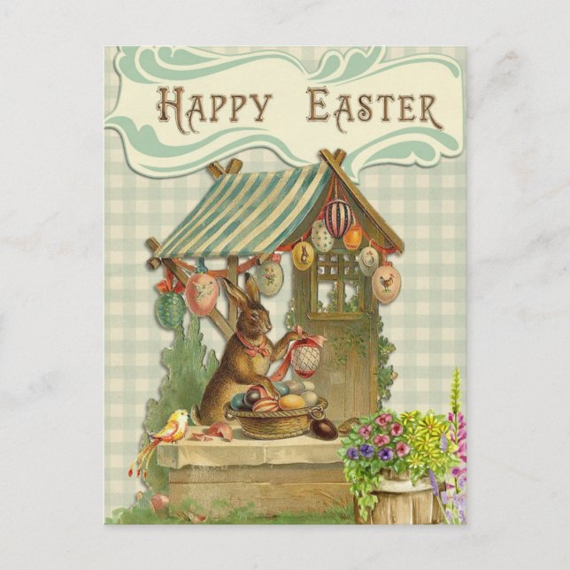 Carte de vacances vintage Bunny Pâques (Devant)