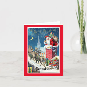 Carte de vacances vintage Père Noël Grandson