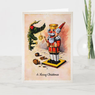 Carte de vacances vintage Père Noël Nutcracker