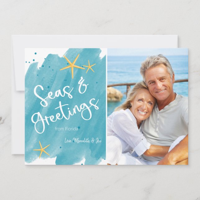 Carte de vacances Watercolor Seas & Greys Beach (Devant)