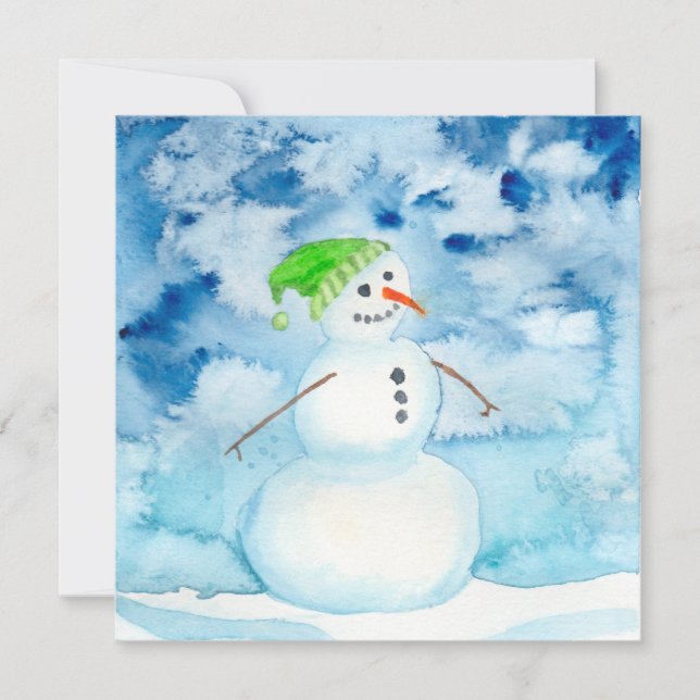 Carte de vacances Watercolor Snowman (Devant)