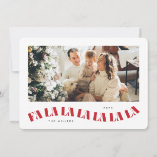 Carte de vacances Wavy Fa La La La - rouge et blan