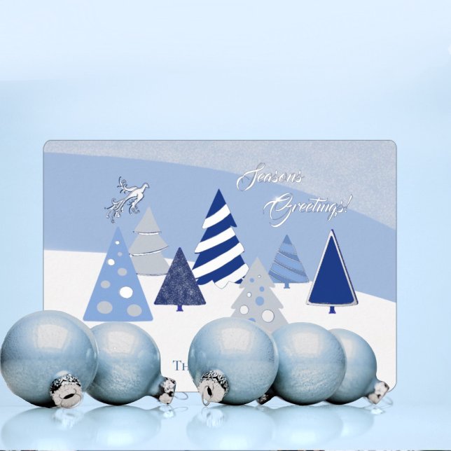 Carte de vacances Whimsical Blue Trees Foil (Créateur téléchargé)