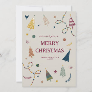 Carte de vacances Whimsical Boho Christmas Trees