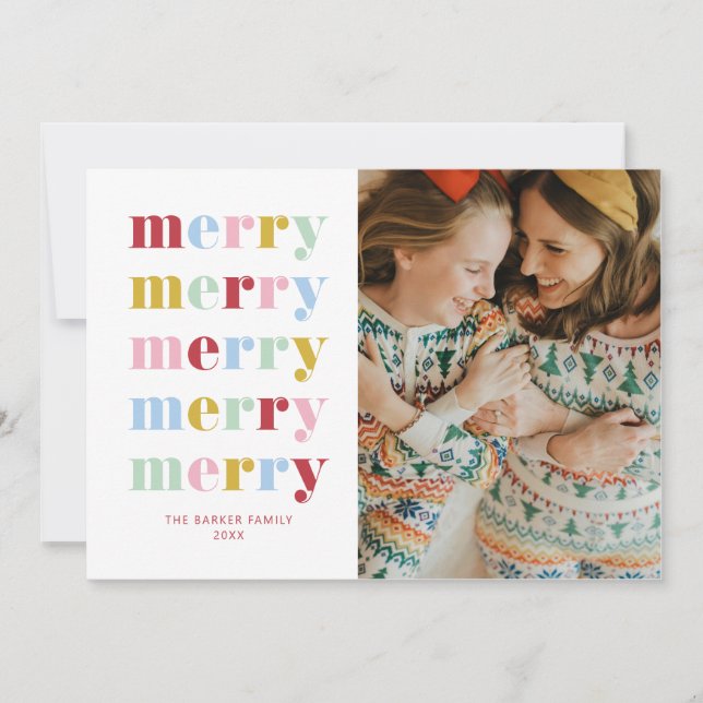Carte de vacances Whimsical coloré Rainbow Merry (Devant)