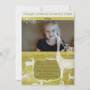 Carte de vacances White Reindee sur Green Photo