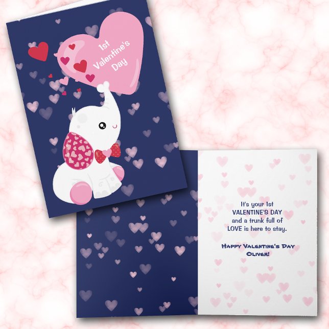 Carte de Valentine de bébé d'éléphant première (Créateur téléchargé)