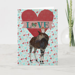 Carte de Valentine de coeur d'OKAPI et de HIBOU