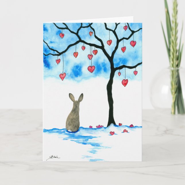 Carte de Valentine de lapins de merveille d'hiver (Devant)