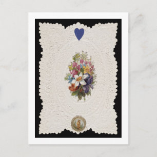 Carte de Valentine dépeignant les fleurs, c.1840