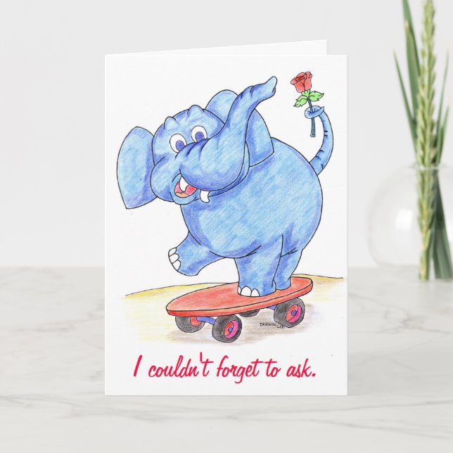 Carte de Valentines d'éléphant serez-vous mon (Devant)