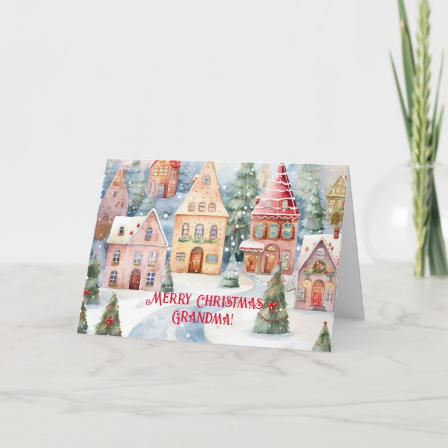 CARTE DE VILLAGE POUR GRANDMA À NOËL (Devant)