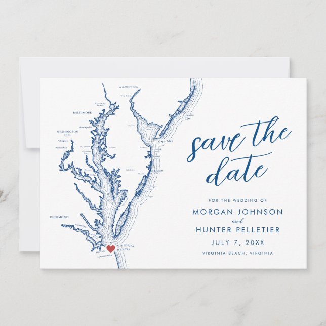 Carte de Virginia Beach Mariage Moderne (Devant)