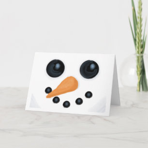 Carte de visage heureuse de bonhomme de neige