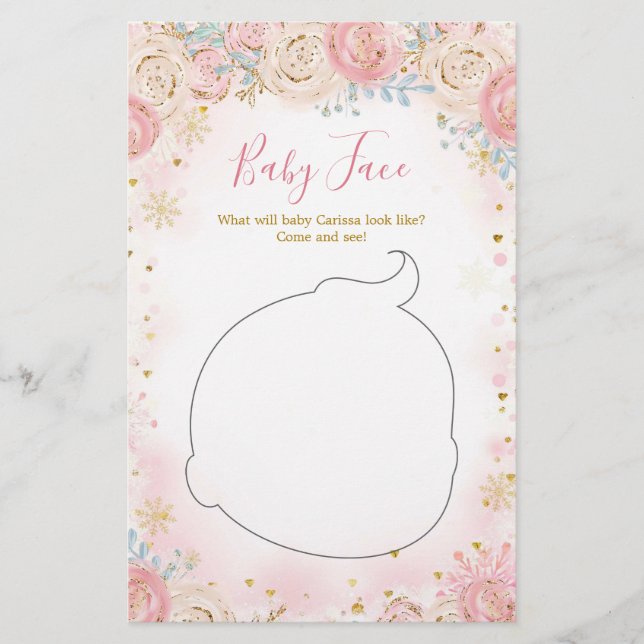 Carte de visage pour bébé Pingouin hiver Flocon de (Devant)