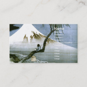 Carte De Visite 北 斎 Boy & Mt Fuji Art