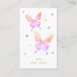 CARTE DE VISITE 虹色の蝶　水彩イラスト 名刺